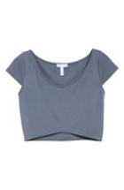 Women's Leith Curved Hem Crop Top, Size - Grey