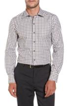 Men's David Donahue Gingham Sport Shirt, Size - Brown