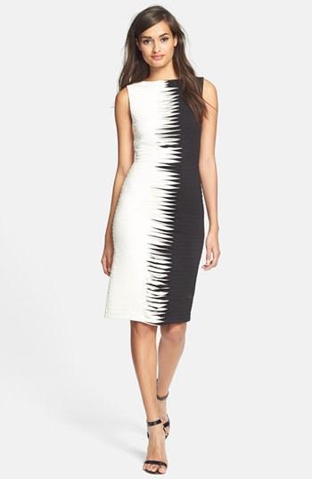 Nicole Miller Cross Stitch Pleat Jersey Sheath