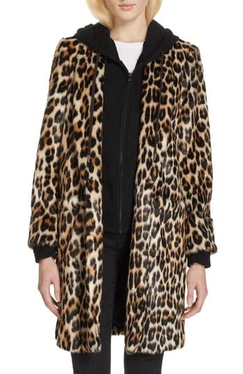 Women's Alice + Olivia Kylie Faux Fur Coat With Removable Hoodie - Brown