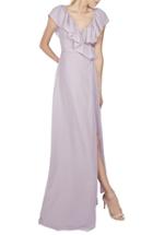 Women's Ceremony By Joanna August 'lolo' Ruffle V-neck Chiffon Wrap Gown - Purple