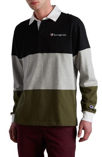 Men's Champion Colorblock Rugby Shirt - Black