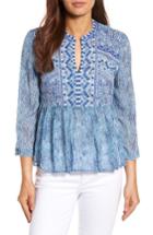 Women's Lucky Brand Embroidered Georgette Babydoll Top - Blue