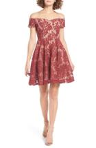 Women's Soprano Lace Off The Shoulder Fit & Flare Dress - Red