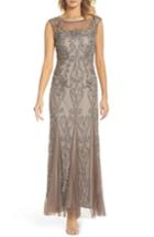 Women's Pisarro Nights Illusion Neck Sequin Gown - Grey