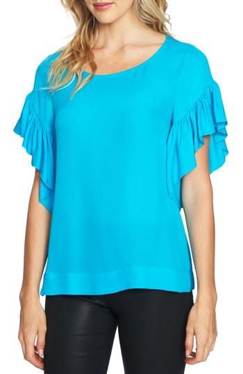 Women's Cece Flutter Sleeve Top - Blue