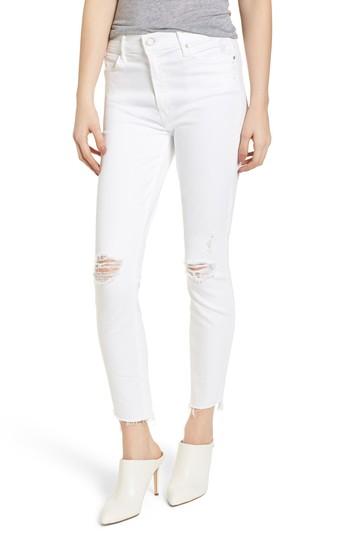 Women's Mother The Stunner High Waist Fray Ankle Skinny Jeans - White