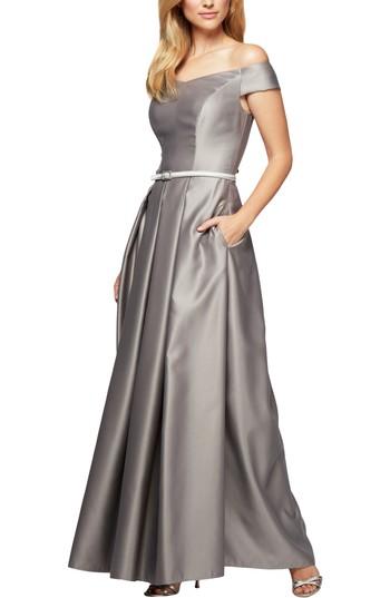 Women's Alex Evenings Off The Shoulder Ballgown - Metallic