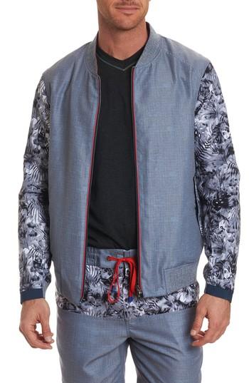 Men's Robert Graham Nimble Reversible Bomber Jacket - Grey