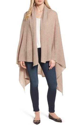 Women's Halogen Waffle Knit Cashmere Wrap, Size - Brown