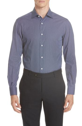 Men's Ermenegildo Zegna Classic Fit Check Sport Shirt, Size - Blue