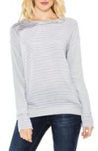 Women's Two By Vince Camuto Stripe Cuff Frech Terry Pullover - Grey