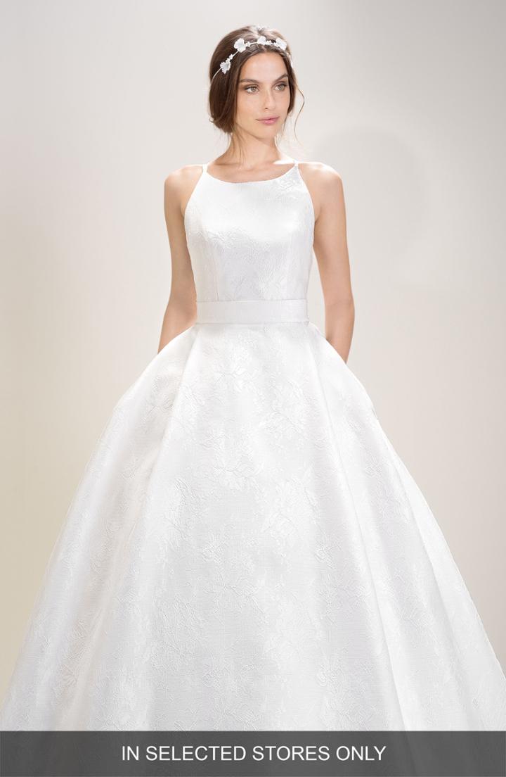 Women's Jesus Peiro Halter Organza Gown, Size - Ivory