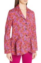 Women's Lela Rose Floral Print Matelasse Peplum Jacket (similar To 14w) - Pink