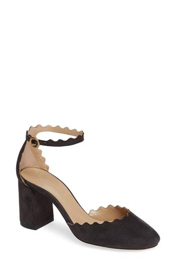 Women's Chloe Scalloped Ankle Strap D'orsay Pump Us / 39eu - Black