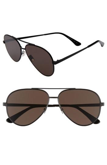Men's Saint Laurent Classic 60mm Aviator Sunglasses - Black