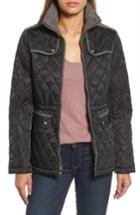 Women's Vince Camuto Mixed Media Quilted Jacket - Black