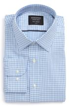 Men's Nordstrom Men's Shop Tech-smart Trim Fit Check Dress Shirt .5 34/35 - Blue