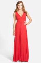 Women's Loveappella V-neck Jersey Maxi Dress - Red