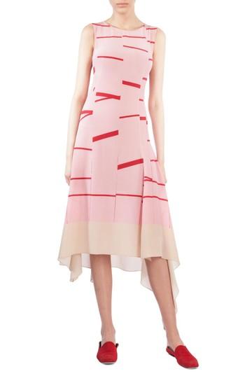 Women's Akris Broken Stripe Silk Crepe Asymmetrical Dress