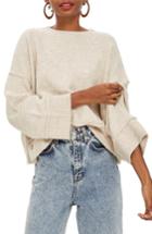 Women's Topshop Mo Seam Detail Popper Sweater Us (fits Like 0) - Beige