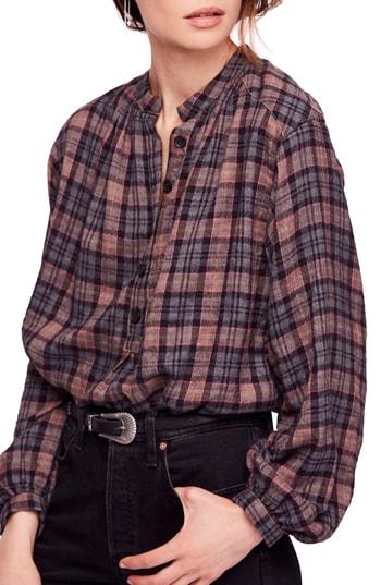 Women's Free People Northern Bound Plaid Shirt - Brown