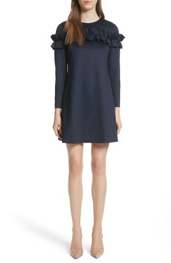 Women's Ted Baker London Ruffle Bodice Tunic Dress - Blue