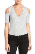 Women's Trouve Surplice Cold Shoulder Bodysuit - Grey