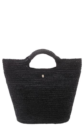 Helen Kaminski Small Petani Woven Raffia Basket - Black