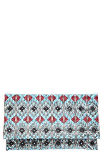 Nina Geometric Beaded Clutch - Blue