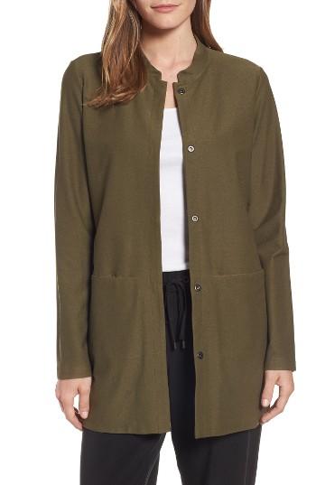 Women's Eileen Fisher Mandarin Collar Knit Jacket - Green