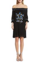 Women's Willow & Clay Embroidered Off The Shoulder Dress, Size - Black