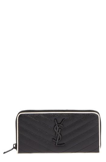 Women's Saint Laurent Monogram Quilted Leather Wallet -