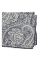 Men's Eleventy Paisley Wool Pocket Square, Size - Grey