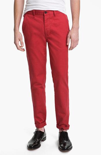 Topman 'american Beauty Bauer' Skinny Fit Chinos Red 36 X 34