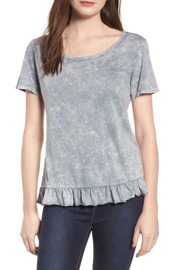 Women's Socialite Mineral Wash Ruffle Hem Tee - Grey