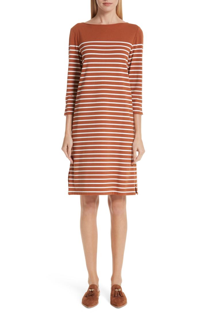 Women's Lafayette 148 New York Daytona Stripe Dress, Size - Orange