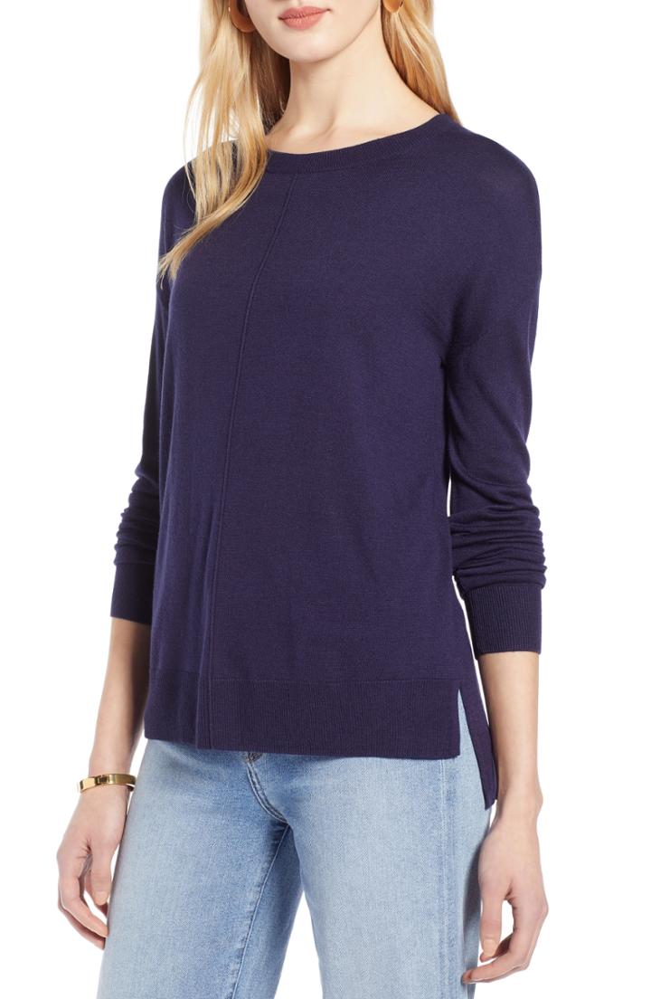 Women's Halogen Seam Detail High/low Sweater - Blue