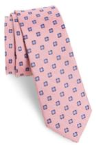 Men's The Tie Bar Medallion Scene Silk & Linen Skinny Tie, Size - Pink