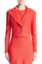 Women's St. John Collection Ribbon Texture Knit Crop Jacket - Red
