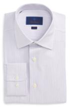 Men's David Donahue Trim Fit Stripe Dress Shirt .5 34/35 - Purple