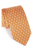Men's Salvatore Ferragamo Dharma Elephant Print Silk Tie, Size - Orange