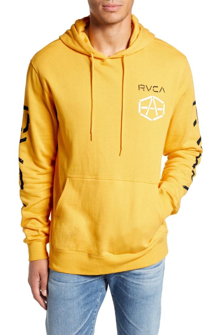 Men's Rvca Reynolds Stencil Print Hoodie - Yellow