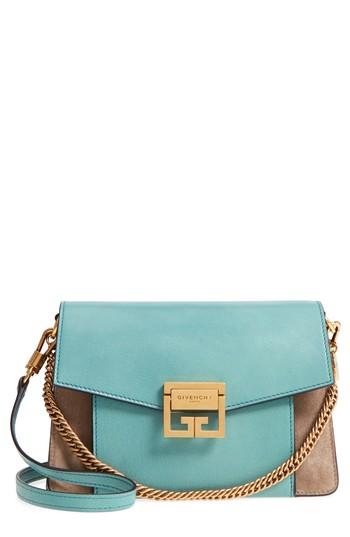 Givenchy Small Gv3 Leather & Suede Crossbody Bag - Blue/green