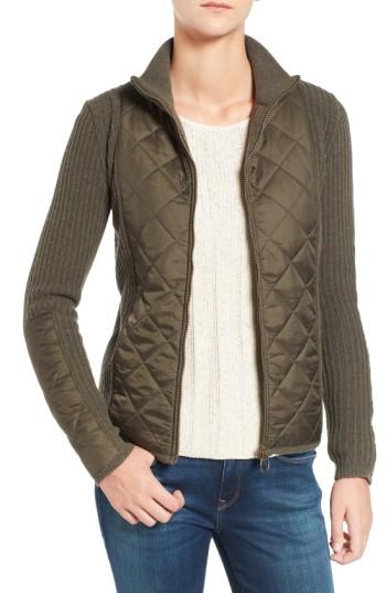 Women's Barbour 'sporting' Zip Front Quilted Jacket Us / 8 Uk - Green