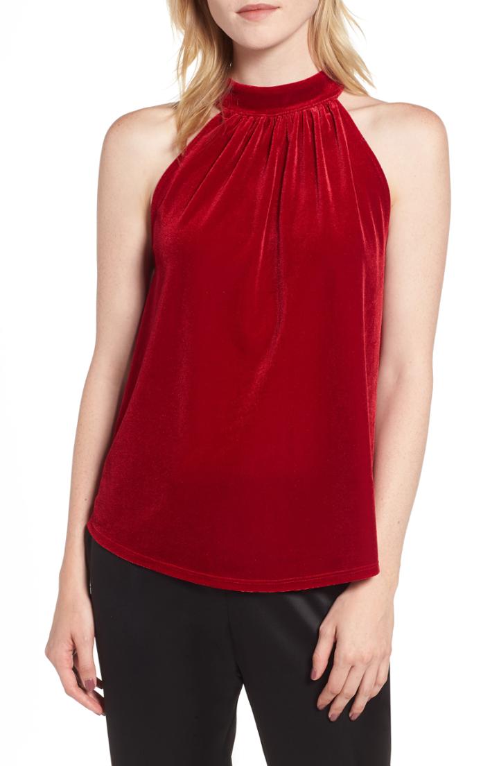 Women's Gibson X Glam Squad Dede Velvet Tie Back Halter Top - Pink