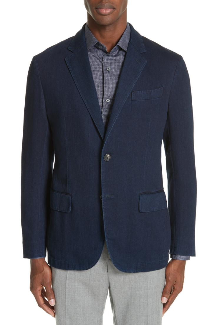 Men's Ermenegildo Zegna Classic Fit Denim Blazer Us / 48 Eu R - Blue