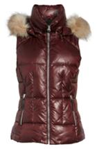 Women's Andrew Marc Lanie Puffer Vest With Faux Fur - Red