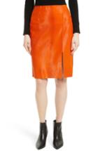 Women's Diane Von Furstenberg Genuine Calf Hair Pencil Skirt, Size - Orange