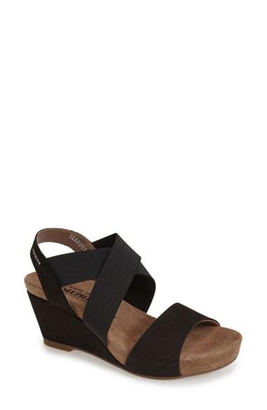 Women's Mephisto 'barbara' Wedge Sandal M - Black